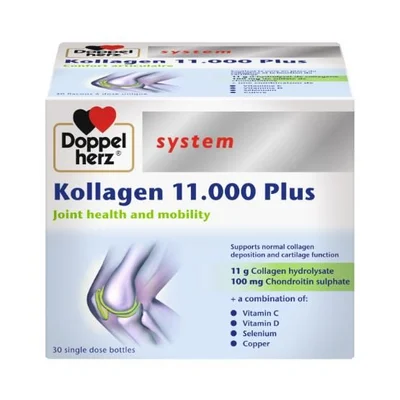 Doppelherz Kollagen 11.000 Plus, Supports Joint Health & Skin Elasticity, Single Dose Bottles - 30 Count