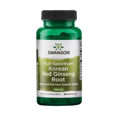 Swanson Korean Red Ginseng Root, Supports Vitality, Energy & Stress Relief, Capsules, 400mg - 90 Capsules