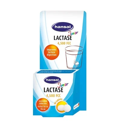 hansal Lactase Enzyme Supplement, for Lactose Digestion, Tablets, 4,500 FCC Units - 40 Tablets