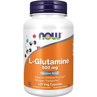 NOW L-Glutamine Amino Acid Supplement, Supports Muscle Recovery, Immune Function & Gut Health, Capsules, 500mg - 120 Count