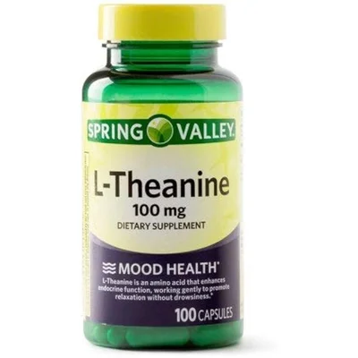 Spring Valley L-Theanine Supplement, Promotes Relaxation & Focus, Capsules, 100mg - 100 Count