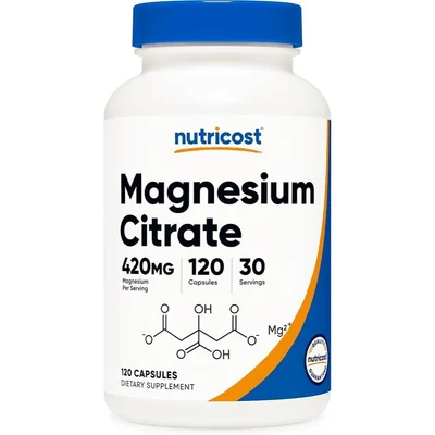Nutricost Magnesium Citrate, Supports Muscle, Nerve & Bone Health & Energy Production, Capsules, 420mg - 120 Count