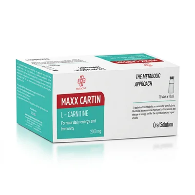 Maxx Active Maxx Cartin L-Carnitine Supplement for Energy Production, Fat Metabolism & Muscle Recovery, Vials - 10 Vials