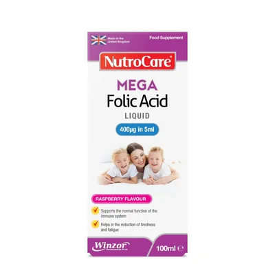Nutracare Mega Folic Acid Liquid, Vitamin Supplement - 100ml