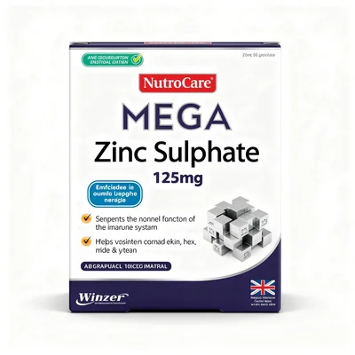 Winzor Mega Zinc Sulphate for Immune Support, Wound Healing & Cellular Metabolism, Tablets, 125mg