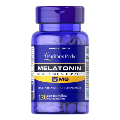 Puritan's Pride Melatonin for Restful Sleep & Sleep Cycle Regulation, Tablets, 5mg - 120 Count
