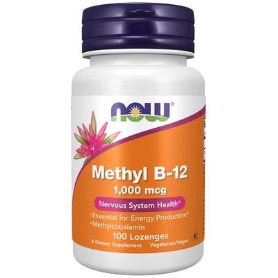 NOW Methyl B-12, Supports Energy & Nervous System Health, Lozenges, 1000mcg - 100 Count