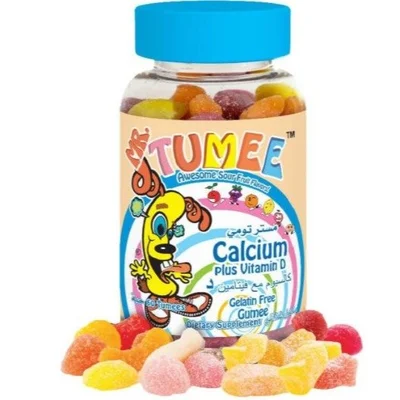 Mr.Tumee (Mr.Tumee) قطع مضغ كالسيوم + فيتامين د3، لدعم صحة العظام والأسنان وتعزيز امتصاص الكالسيوم - 60 قطعة