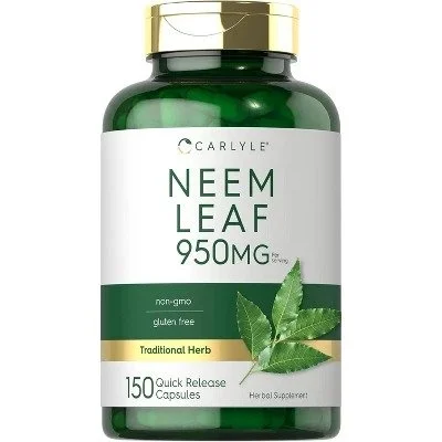 Carlyle Neem Leaf Herbal Supplement for Overall Wellness, Immune & Skin Health, Capsules, 950mg - 150 Capsules