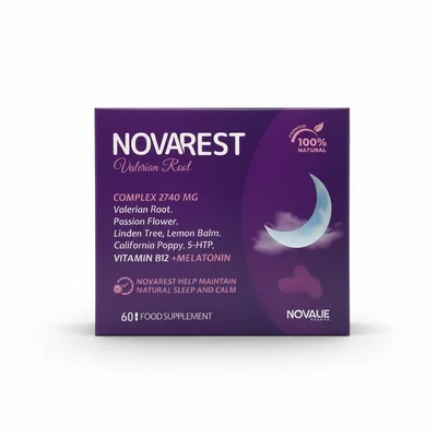 Novalie Novarest Sleep Aid Supplement, Promotes Relaxation & Healthy Sleep, Capsules - 60 Capsules