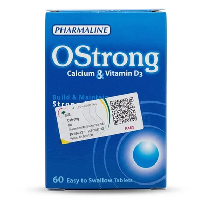 أوسترونج (Ostrong) كالسيوم + فيتامين د3، لدعم صحة العظام والأسنان، أقراص - 60 قرص