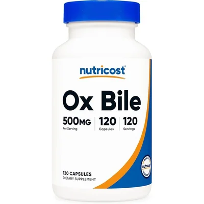 نوتريكوست (Nutricost) أملاح الصفراء البقرية لدعم الهضم، كبسولات، 500 ملغ - 120 كبسولة