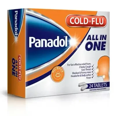 Panadol Cold & Flu Tablets, Multi-Symptom Relief for Cold & Flu, Pain & Nasal Congestion - 1 Pack