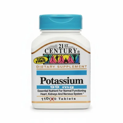 21st Century Potassium Supplement, Supports Nerve & Muscle Health & Fluid Balance, Capsules, 99mg