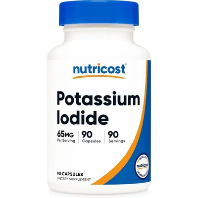 نوتريكوست (Nutricost) يوديد البوتاسيوم لدعم صحة الغدة الدرقية والحماية من اليود المشع، كبسولات 65 ملغ - 90 كبسولة