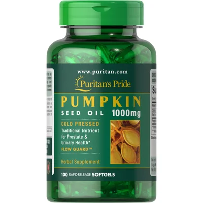 Puritan's Pride Pumpkin Seed Oil for Prostate & Bladder Health, Softgels, 1000mg - 100 Count