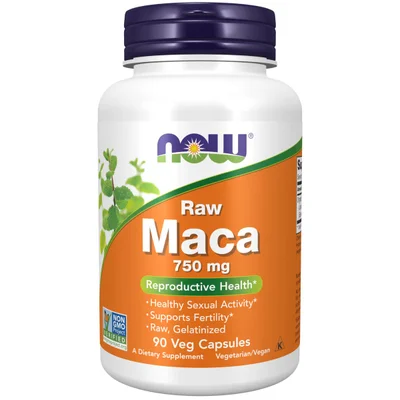 NOW Raw Maca Root Extract, Supports Energy, Stamina & Hormonal Balance, Capsules, 750mg - 90 Count