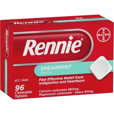 Rennie Antacid, Fast & Effective Relief for Indigestion & Heartburn, Tablets - 96 Count