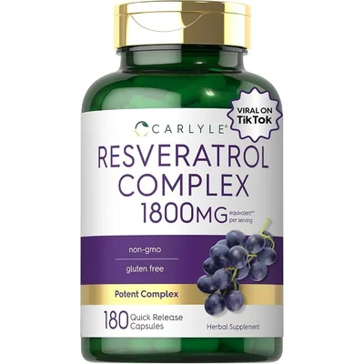 Carlyle Resveratrol Complex, Antioxidant Support & Cardiovascular Health, 1800mg, Capsules - 180 Count