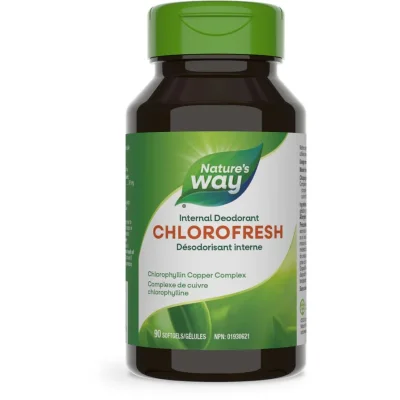 Nature's Way كلوروفيل (Chlorophyll) لدعم إزالة الروائح الداخلية والعافية العامة، سوفت جيل - 90 كبسولة