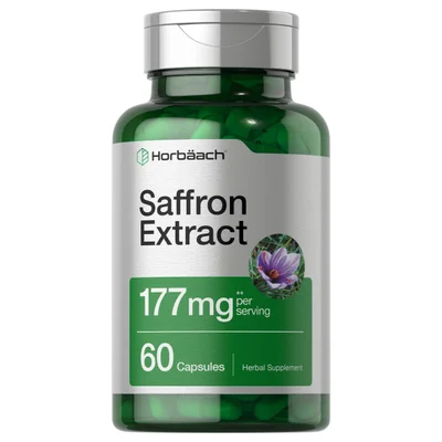 Horbaach Saffron Extract for Mood Balance & Emotional Well-being, Capsules, 177mg - 60 Count