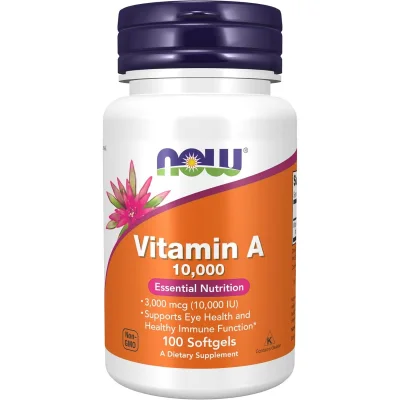 NOW فيتامين أ (Vitamin A) لدعم الرؤية والمناعة والبشرة، 100 كبسولة هلامية