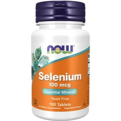 NOW Selenium Supplement for Antioxidant Defense & Thyroid Support, Tablets, 100mcg - 100 Count
