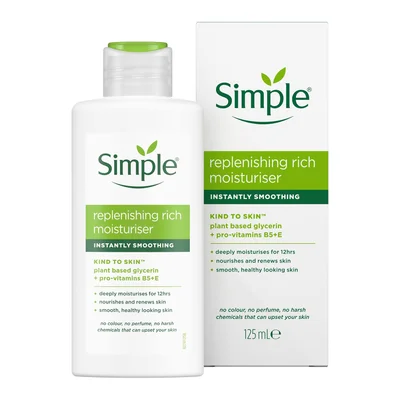 Simple Rich Moisturiser, Intense Long-Lasting Hydration for Skin - 125ml
