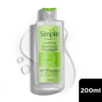 Simple Soothing Facial Toner, Balances Skin pH & Removes Impurities, Toner - 200ml