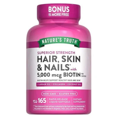 Nature's Truth Hair Skin Nails, Supplement for Hair, Skin & Nails - 165 Tablets