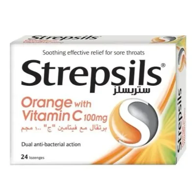 Strepsils Orange with Vitamin C Lozenges - 24 Count