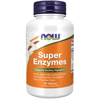 NOW Super Enzymes Digestive Enzyme Supplement, Aids Digestion and Nutrient Absorption - 90 Tablets