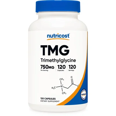 نوتريكوست (Nutricost) TMG (ثلاثي ميثيل جلايسين) مكمل غذائي، يدعم صحة القلب والأوعية الدموية والكبد، كبسولات، 750 ملغ - 120 كبسولة