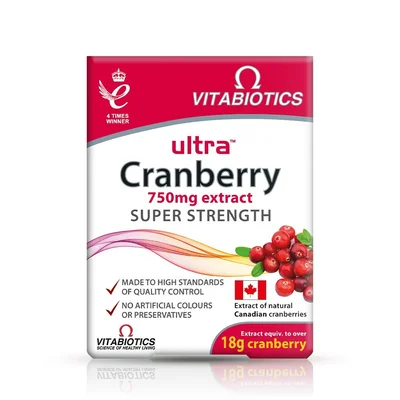 Vitabiotics Ultra Cranberry, Supports Urinary Tract Health, Capsules, 750mg Extract - 30 Capsules