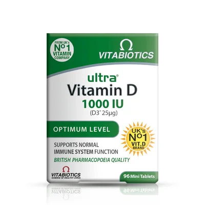 Vitabiotics Ultra-D3 Vitamin D3, 1000 IU, Supports Healthy Bones & Immunity, Tablets - 96 Count