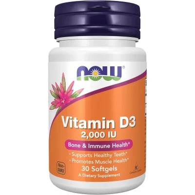 NOW Vitamin D3, Supports Bone Health & Immune Function, Softgels, 2000 IU - 120 Softgels