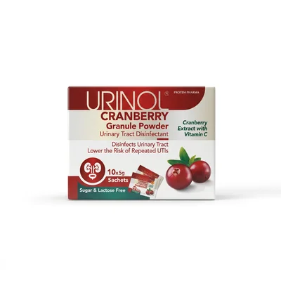 Urinol Cranberry Powder, Supports Urinary Tract Health & Prevents UTIs, 2g Powder Sachets - 10 Sachets