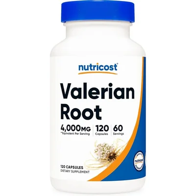 نوتريكوست (Nutricost) جذور حشيشة الهر لتعزيز الاسترخاء وتحسين جودة النوم، كبسولات، 4000 ملغ - 120 كبسولة