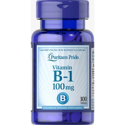 Puritan's Pride Vitamin B-1, Supports Energy Metabolism & Nervous System Health, Tablets, 100mg - 100 Count