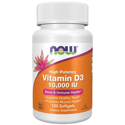 NOW Vitamin D3 for Bone & Immune Health, Softgels, 10,000 IU - 120 Count