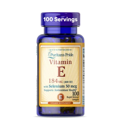Puritan's Pride Vitamin E Antioxidant, Immune & Skin Health Support, Softgels, 184mg (400 IU) - 100 Softgels