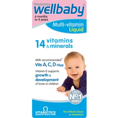 Vitabiotics Wellbaby Multivitamin Drops for Infants & Children, Supports Healthy Growth & Development - 150ml Bottle