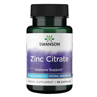 Swanson Zinc Citrate Supports Immune Function & Cellular Health, Capsules, 50mg - 60 Capsules