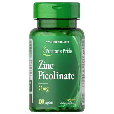 Puritan's Pride Zinc Picolinate Supports Immune Function & Cellular Metabolism, Tablets, 25mg - 100 Count