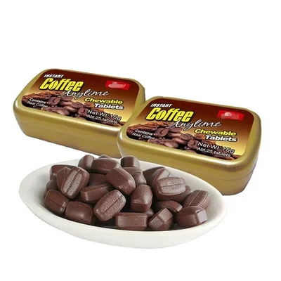 Caffeine Supplement, Instant Coffee Flavor, Enhances Alertness & Reduces Fatigue, Chewable Tablets - 25 Tablets