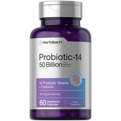 Horbaach Probiotic-14 for Digestive Health Support, Capsules - 60 Count
