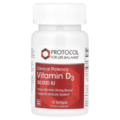 بروتوكول فيتامين د3 (Protocol Vitamin D3) 50,000 وحدة دولية، كبسولات - 12 كبسولة