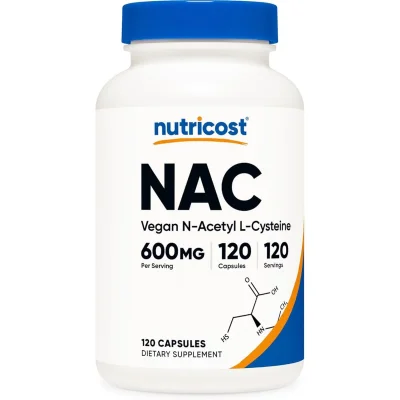 Nutricost N-Acetylcysteine (NAC) Supplement for Antioxidant Support, Capsules - 120 Count