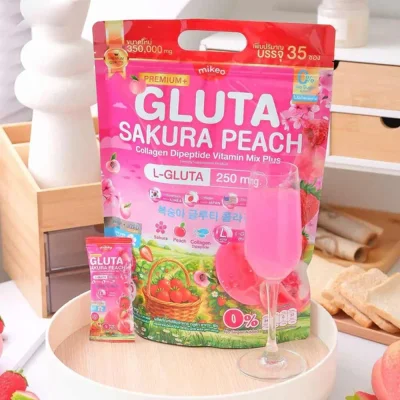 Mikeo Gluta Sakura Peach, Powerful Antioxidant & Skin Health Support, Tablets - 35 Count