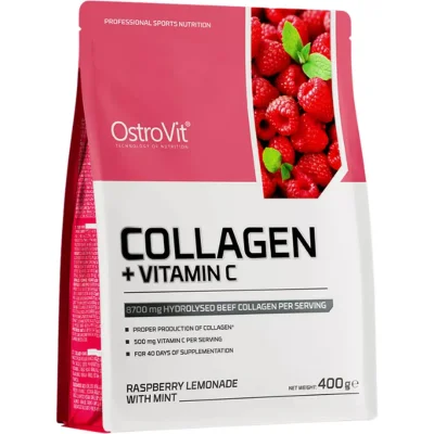 OstroVit Collagen + Vitamin C Raspberry Lemonade Mint Flavor, for Skin & Joint Support, Powder - 400g